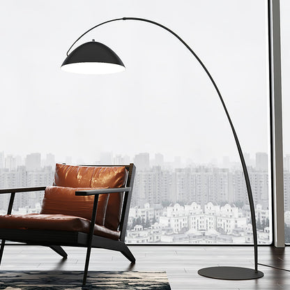 Verse Scandinavian Arc Floor Lamp, Swiveling Shade, Flexible Tapered Arm, Plug-In