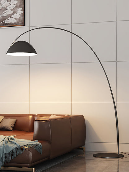 Verse Scandinavian Arc Floor Lamp, Swiveling Shade, Flexible Tapered Arm, Plug-In