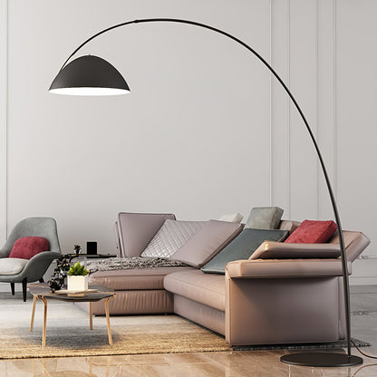 Verse Scandinavian Arc Floor Lamp, Swiveling Shade, Flexible Tapered Arm, Plug-In