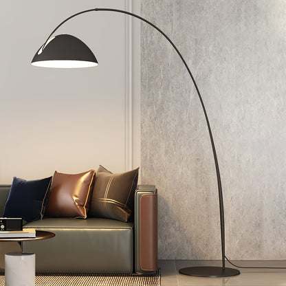 Verse Scandinavian Arc Floor Lamp, Swiveling Shade, Flexible Tapered Arm, Plug-In