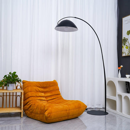 Verse Scandinavian Arc Floor Lamp, Swiveling Shade, Flexible Tapered Arm, Plug-In