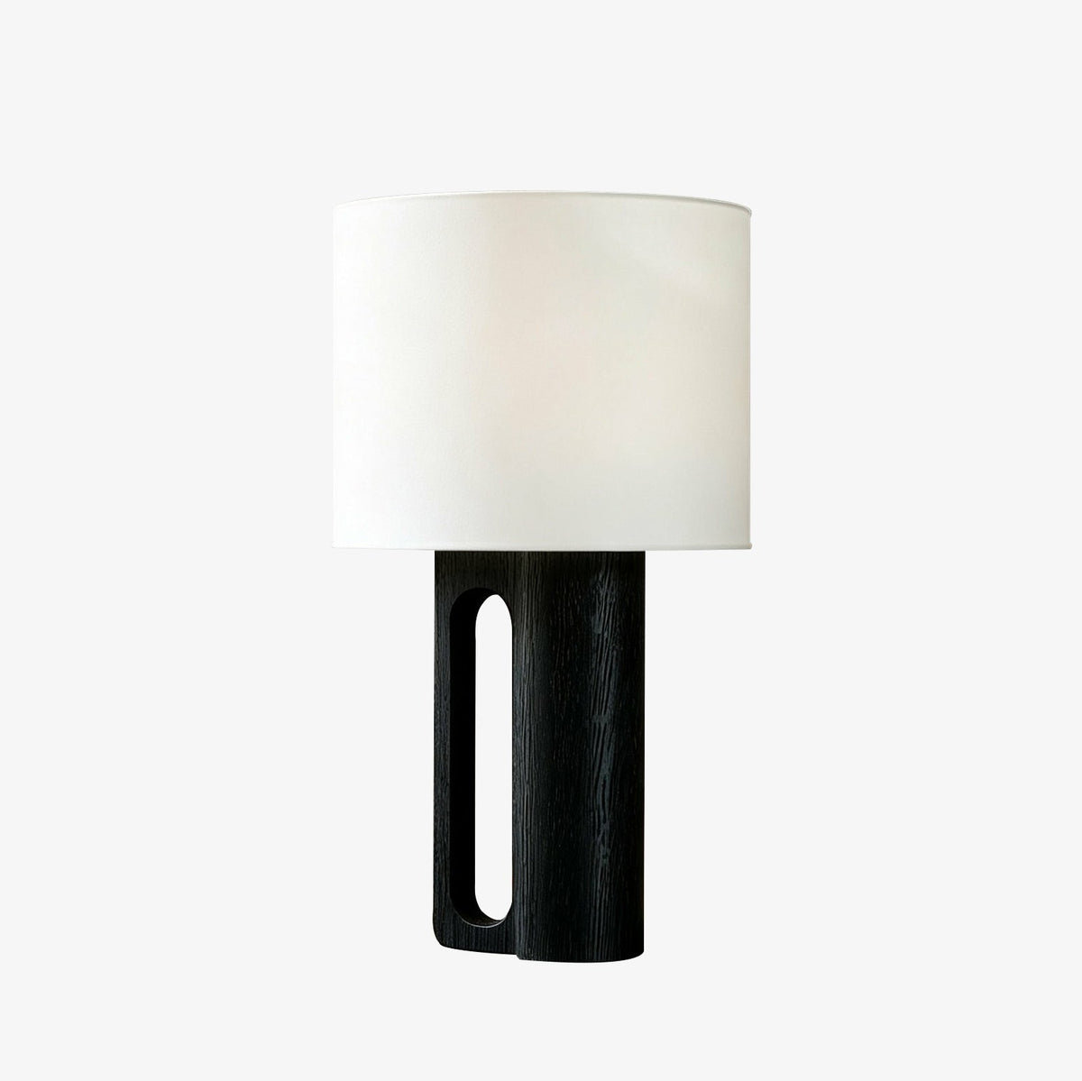 Arvo Lamps for Table, Modern Black Wood Table Lamp, White Drum Shade, Bedside & Living Room