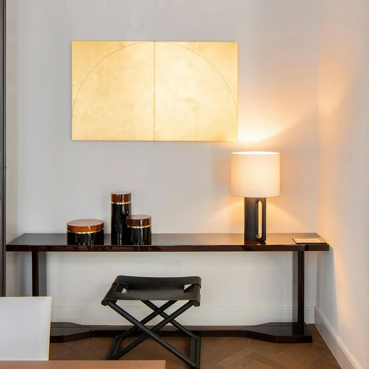 Arvo Lamps for Table, Modern Black Wood Table Lamp, White Drum Shade, Bedside & Living Room