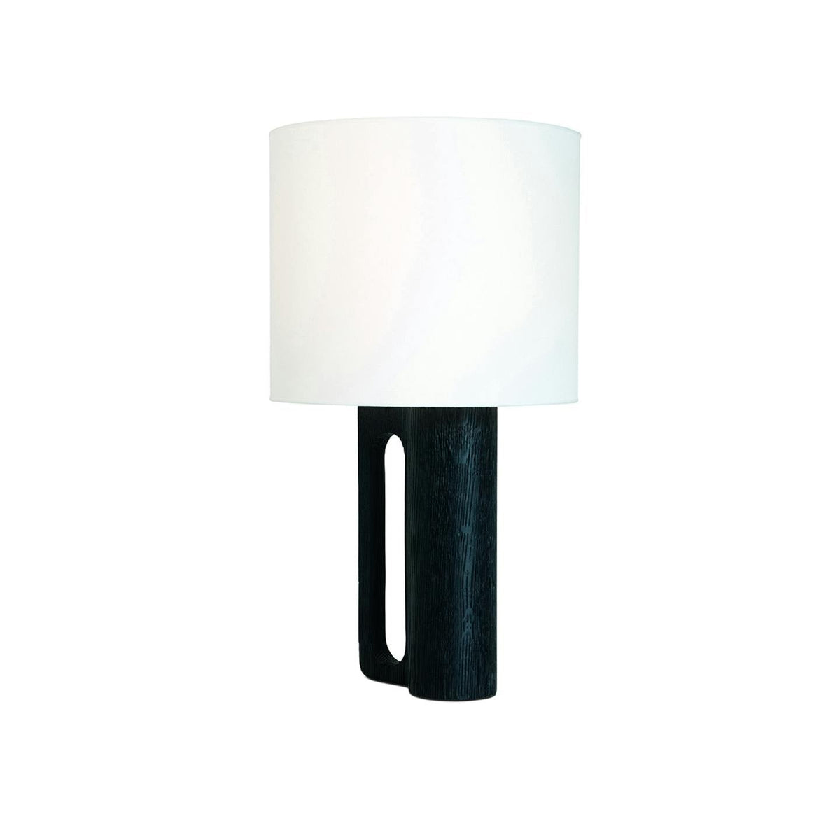 Arvo Lamps for Table, Modern Black Wood Table Lamp, White Drum Shade, Bedside & Living Room