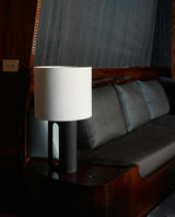 Arvo Lamps for Table, Modern Black Wood Table Lamp, White Drum Shade, Bedside & Living Room