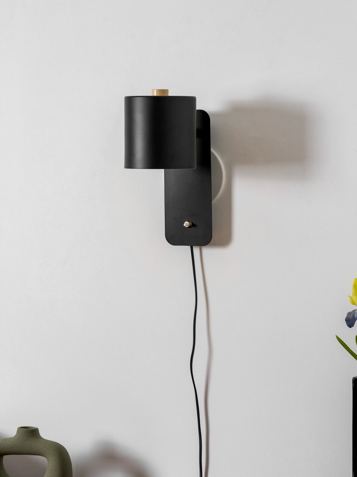 Plug In Wall Sconce, Rotatable Cylinder Wall Lamp, 4 Colors, US, UK or EU Plug, 11.8 in Tall