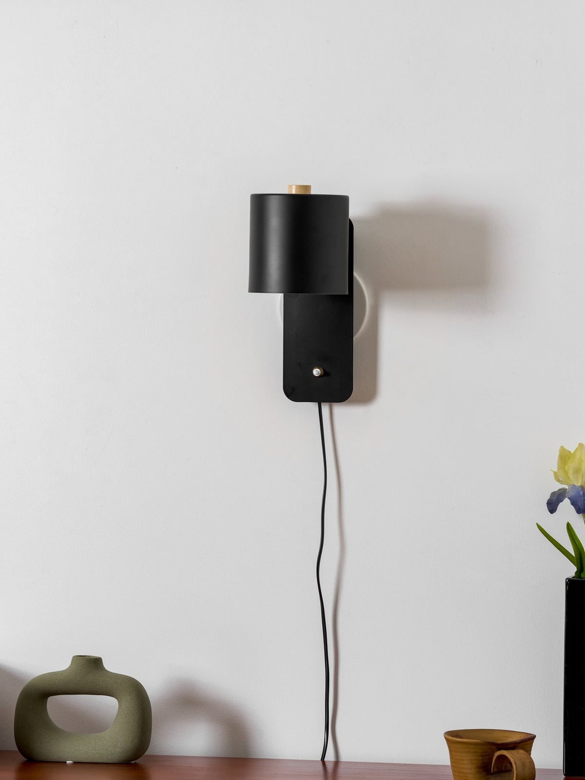 Plug In Wall Sconce, Rotatable Cylinder Wall Lamp, 4 Colors, US, UK or EU Plug, 11.8 in Tall