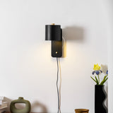 Plug In Wall Sconce, Rotatable Cylinder Wall Lamp, 4 Colors, US, UK or EU Plug, 11.8 in Tall