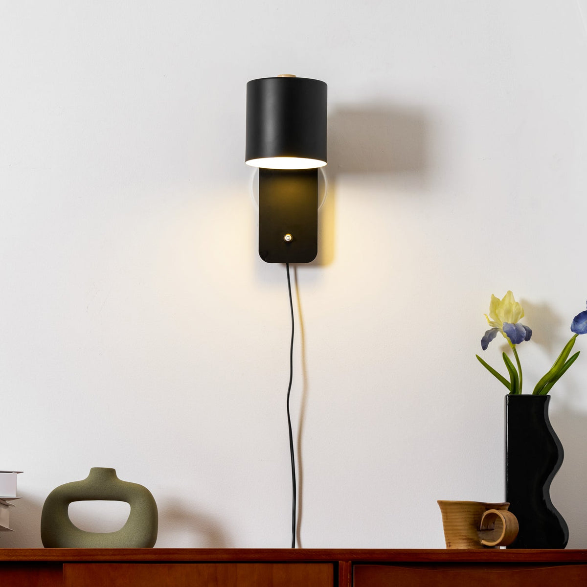 Plug In Wall Sconce, Rotatable Cylinder Wall Lamp, 4 Colors, US, UK or EU Plug, 11.8 in Tall