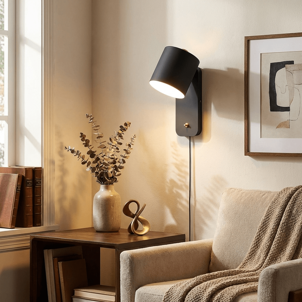 Plug In Wall Sconce, Rotatable Cylinder Wall Lamp, 4 Colors, US, UK or EU Plug, 11.8 in Tall