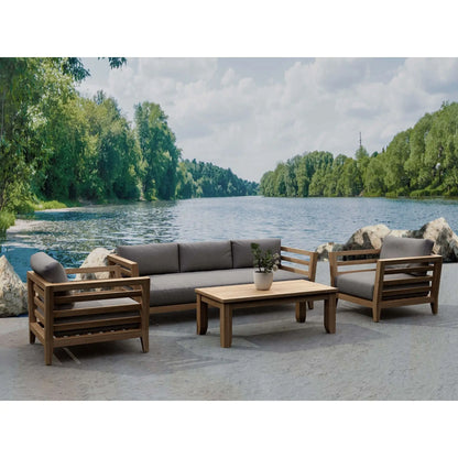 Cordoba 4-Piece Deep Seating Outdoor Garden Set, Solid Teak Wood, Contemporary