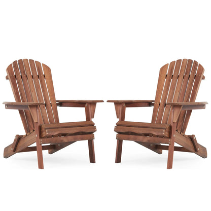 Adirondack Chair Set of 2 – Teak Wood Folding Outdoor Chairs, Tapered Legs