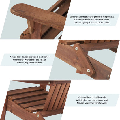 Adirondack Chair Set of 2 – Teak Wood Folding Outdoor Chairs, Tapered Legs
