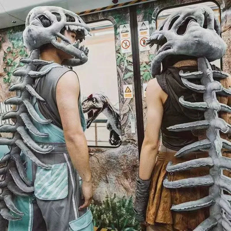 Plush dino skeleton costume with bone detailing