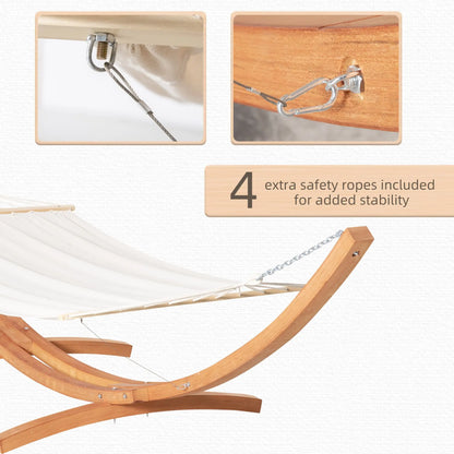 White Hammock with Stand – 154in Outdoor Hammock, Wood Arc & Hooks Included