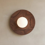 Halvor Wall Sconces, Natural Walnut Wall Light with Diffused Glass Globe, Indoor Wall Mounted