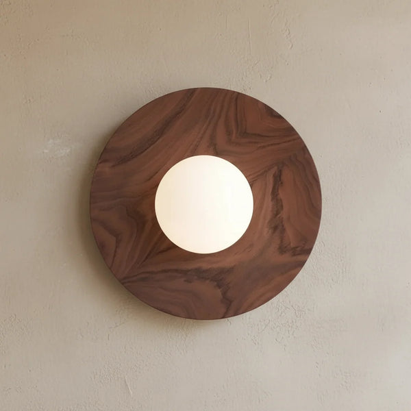 Halvor Wall Sconces, Natural Walnut Wall Light with Diffused Glass Globe, Indoor Wall Mounted