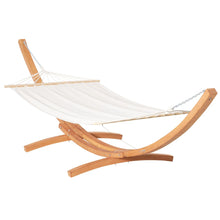 White Hammock with Stand – 154in Outdoor Hammock, Wood Arc & Hooks Included