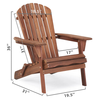 Adirondack Chair Set of 2 – Teak Wood Folding Outdoor Chairs, Tapered Legs
