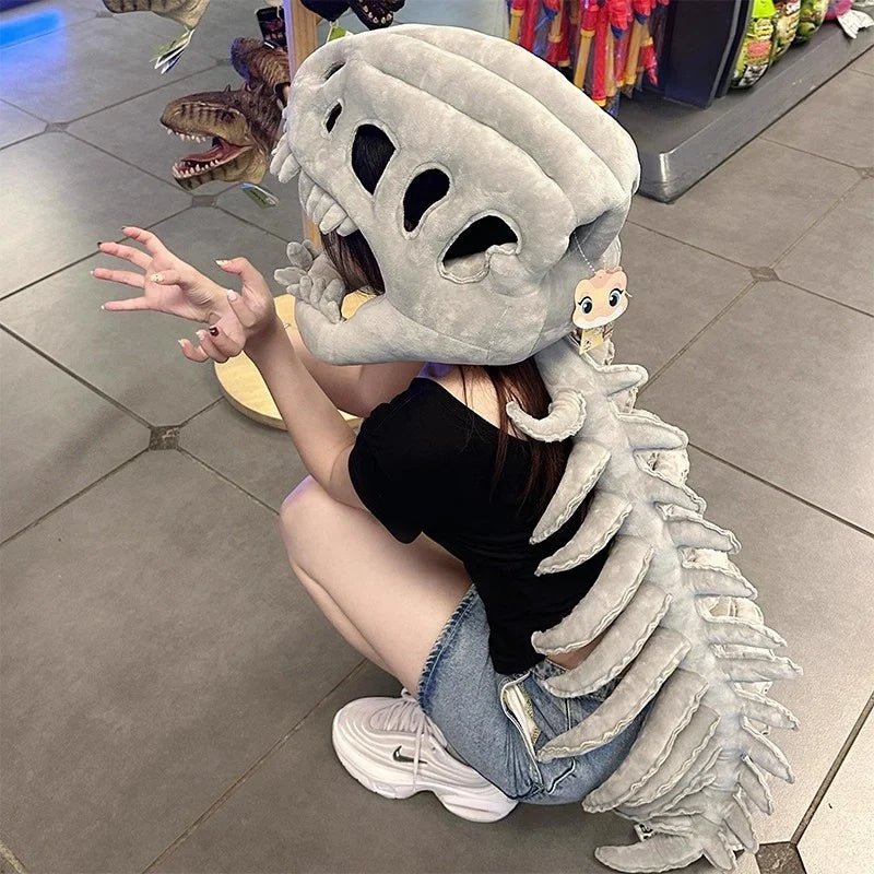 Dinosaur skeleton costume with matching skull headgear