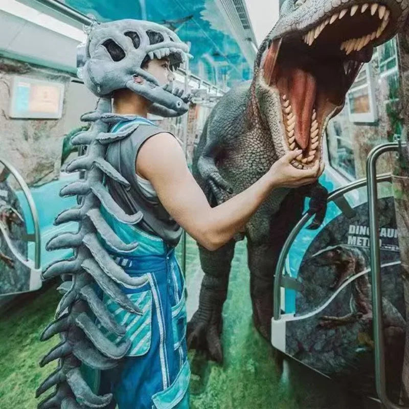 Full-body dinosaur skeleton costume for Halloween parties