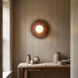 Halvor Wall Sconces, Natural Walnut Wall Light with Diffused Glass Globe, Indoor Wall Mounted