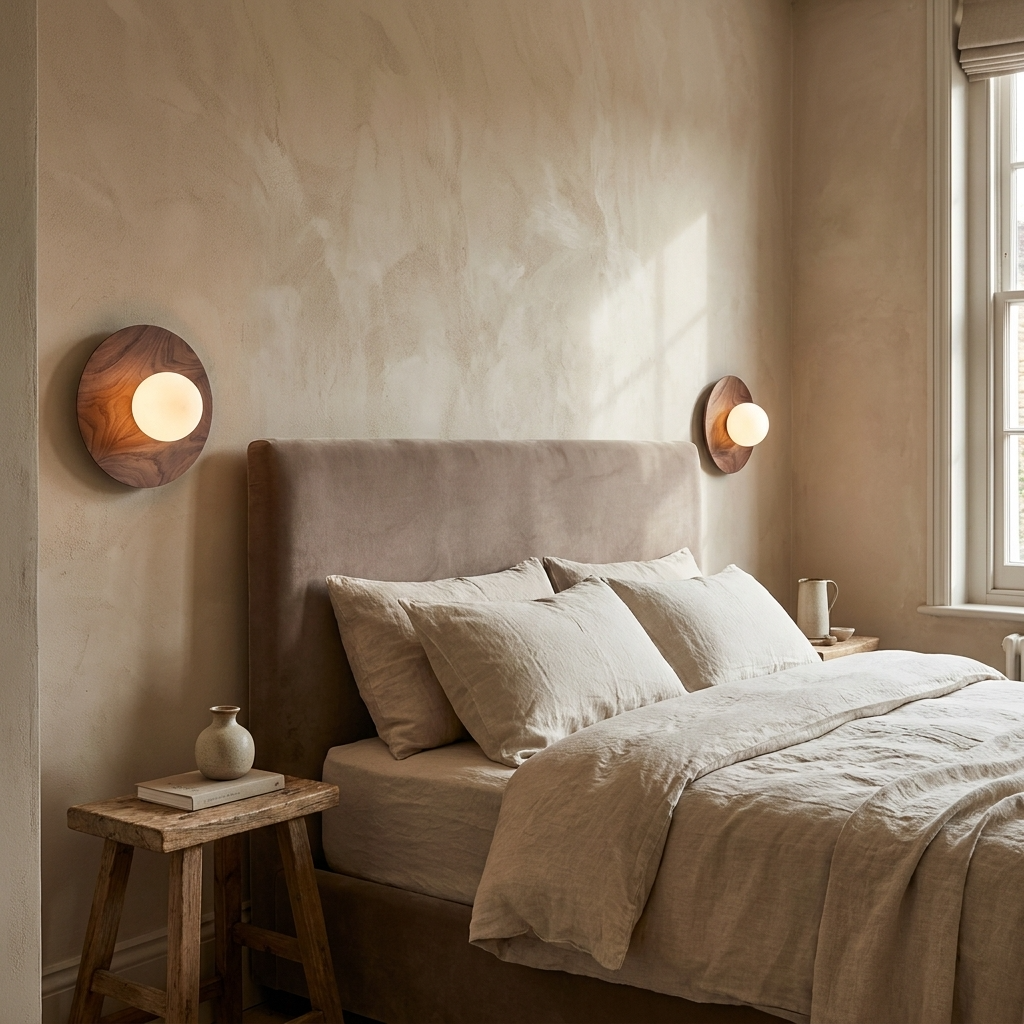 Halvor Wall Sconces, Natural Walnut Wall Light with Diffused Glass Globe, Indoor Wall Mounted