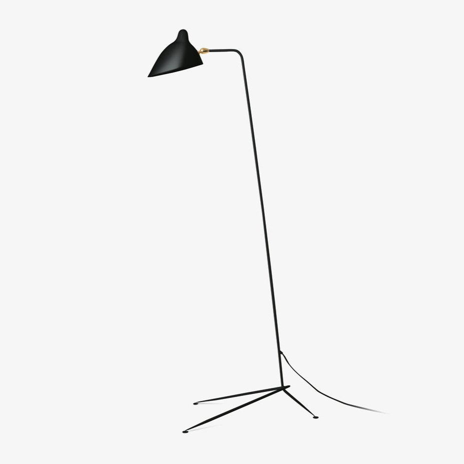 Arm Spider black arc floor lamp with rotating metal arm, front view