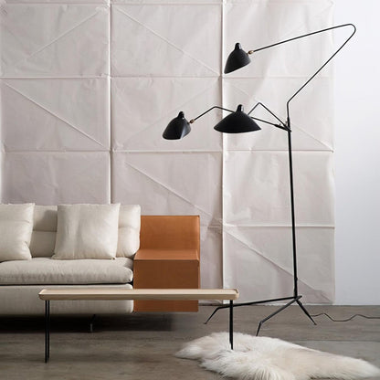 Arm Spider Modern Arc Floor Lamp, Rotating Metal Arm, Brass & Black Finish, Plug-In