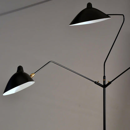 Arm Spider Modern Arc Floor Lamp, Rotating Metal Arm, Brass & Black Finish, Plug-In