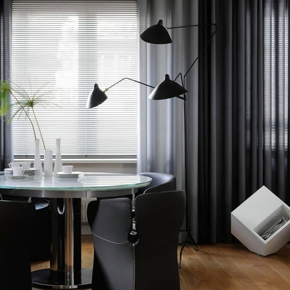 Arm Spider Modern Arc Floor Lamp, Rotating Metal Arm, Brass & Black Finish, Plug-In