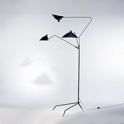Arm Spider Modern Arc Floor Lamp, Rotating Metal Arm, Brass & Black Finish, Plug-In