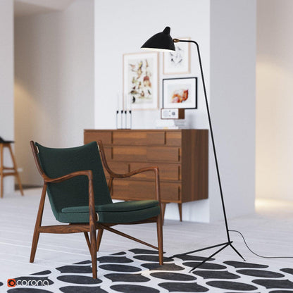 Arm Spider Modern Arc Floor Lamp, Rotating Metal Arm, Brass & Black Finish, Plug-In