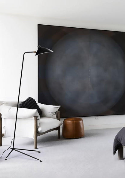 Arm Spider Modern Arc Floor Lamp, Rotating Metal Arm, Brass & Black Finish, Plug-In