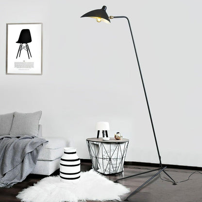Arm Spider Modern Arc Floor Lamp, Rotating Metal Arm, Brass & Black Finish, Plug-In