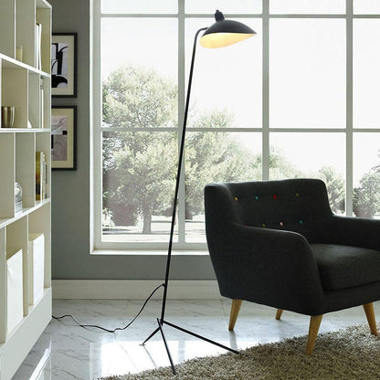 Arm Spider Modern Arc Floor Lamp, Rotating Metal Arm, Brass & Black Finish, Plug-In