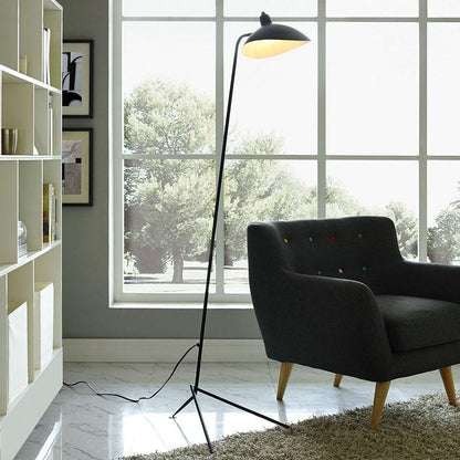 Arm Spider floor lamp switched on, sculptural silhouette