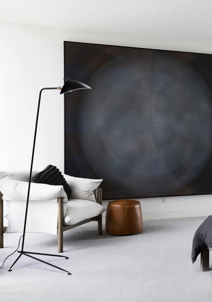 Arm Spider Modern Arc Floor Lamp, Rotating Metal Arm, Brass & Black Finish, Plug-In