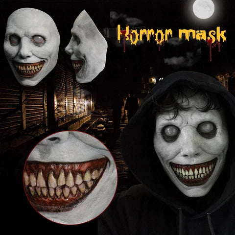 Creepy smiling costume mask for Halloween and masquerade wear
