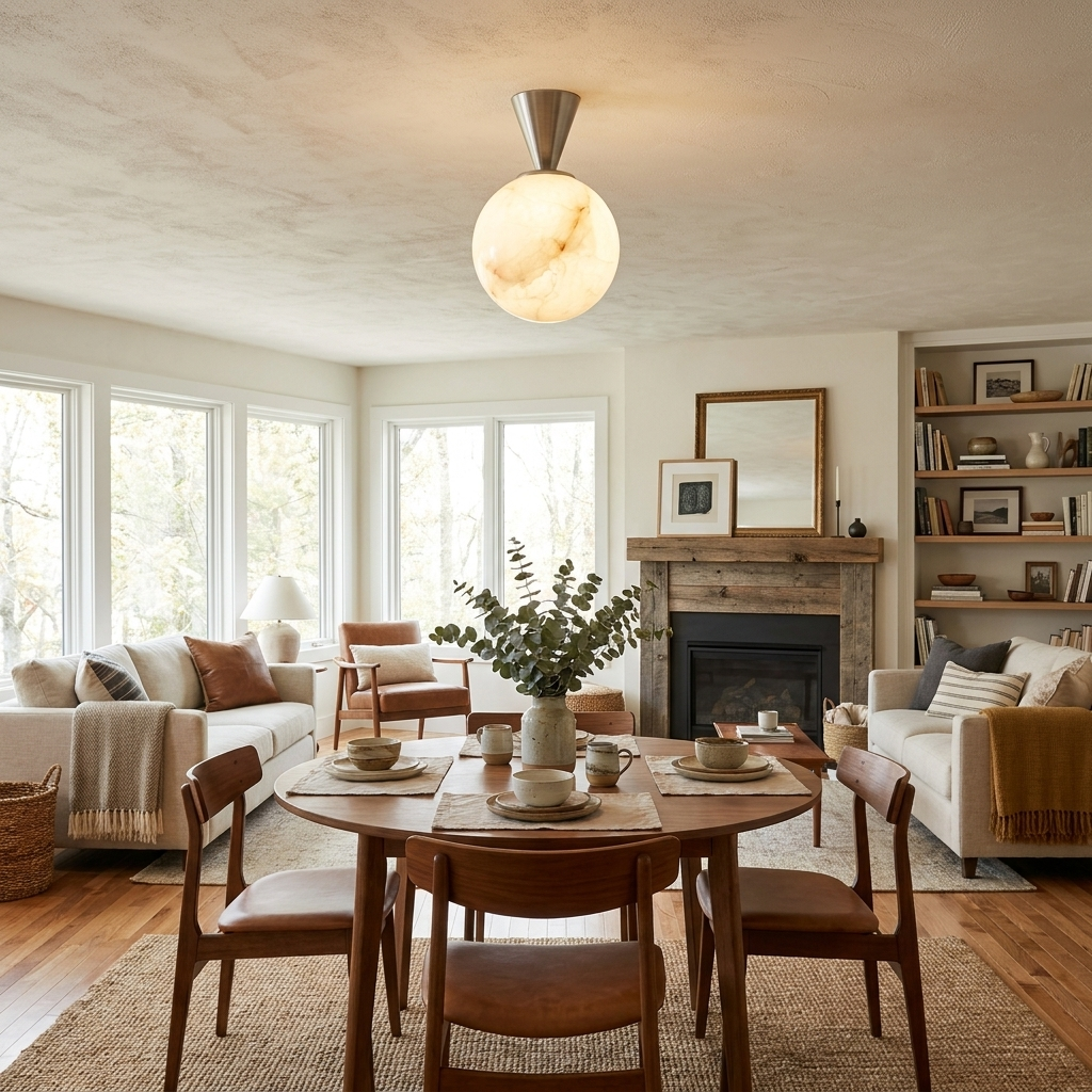 Alvar Ceiling Flush Mounted Lights, Natural Alabaster Sphere Ceiling Light, G9, 3 Sizes