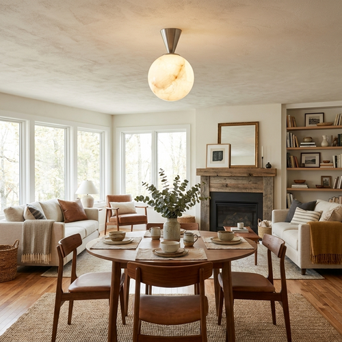 Alvar Ceiling Flush Mounted Lights, Natural Alabaster Sphere Ceiling Light, G9, 3 Sizes