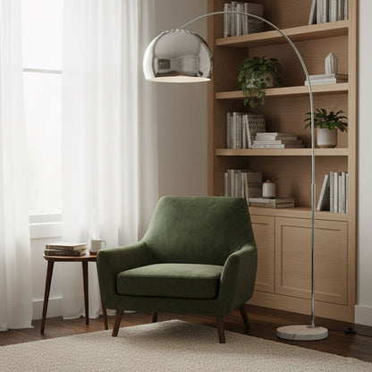 Sneedville floor lamp satin nickel arm detail
