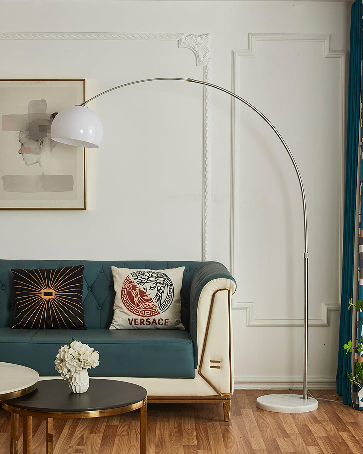 Sneedville floor lamp in a sectional living room setting