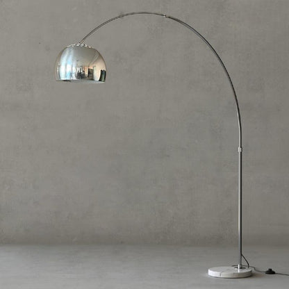 Sneedville Modern Arched Floor Lamp, Marble Base, Adjustable Height, Acrylic Shade