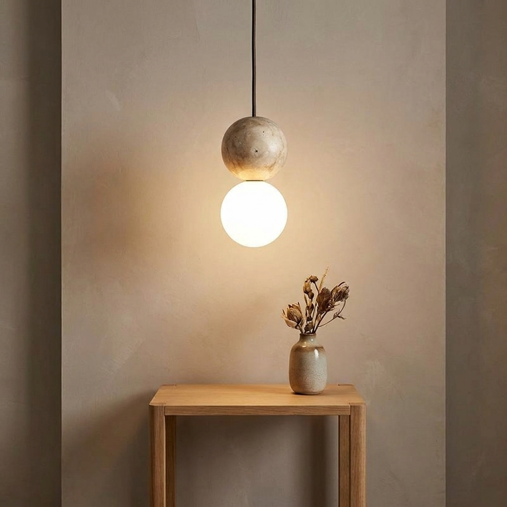 Dalen Island Kitchen Lighting Pendant, Sculptural Natural Stone Orb Pendant Lighting