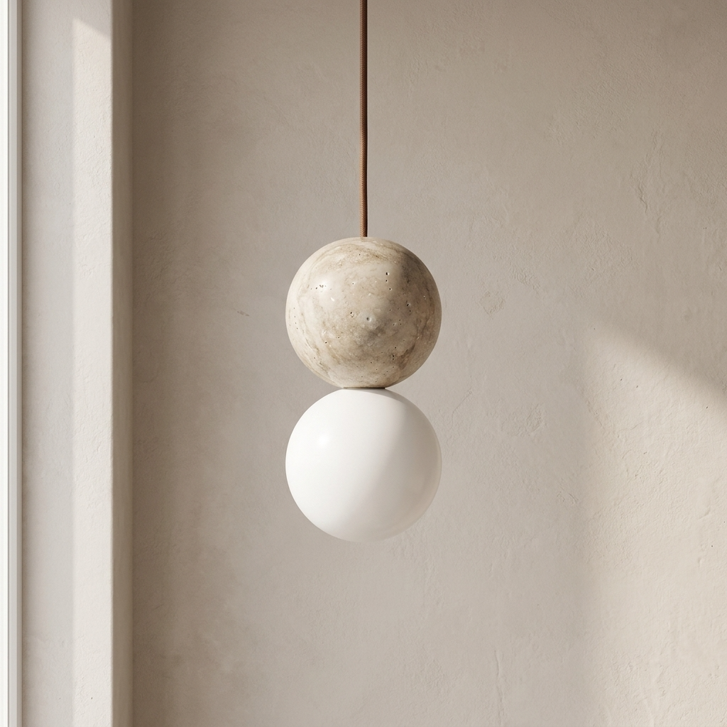 Dalen Island Kitchen Lighting Pendant, Sculptural Natural Stone Orb Pendant Lighting