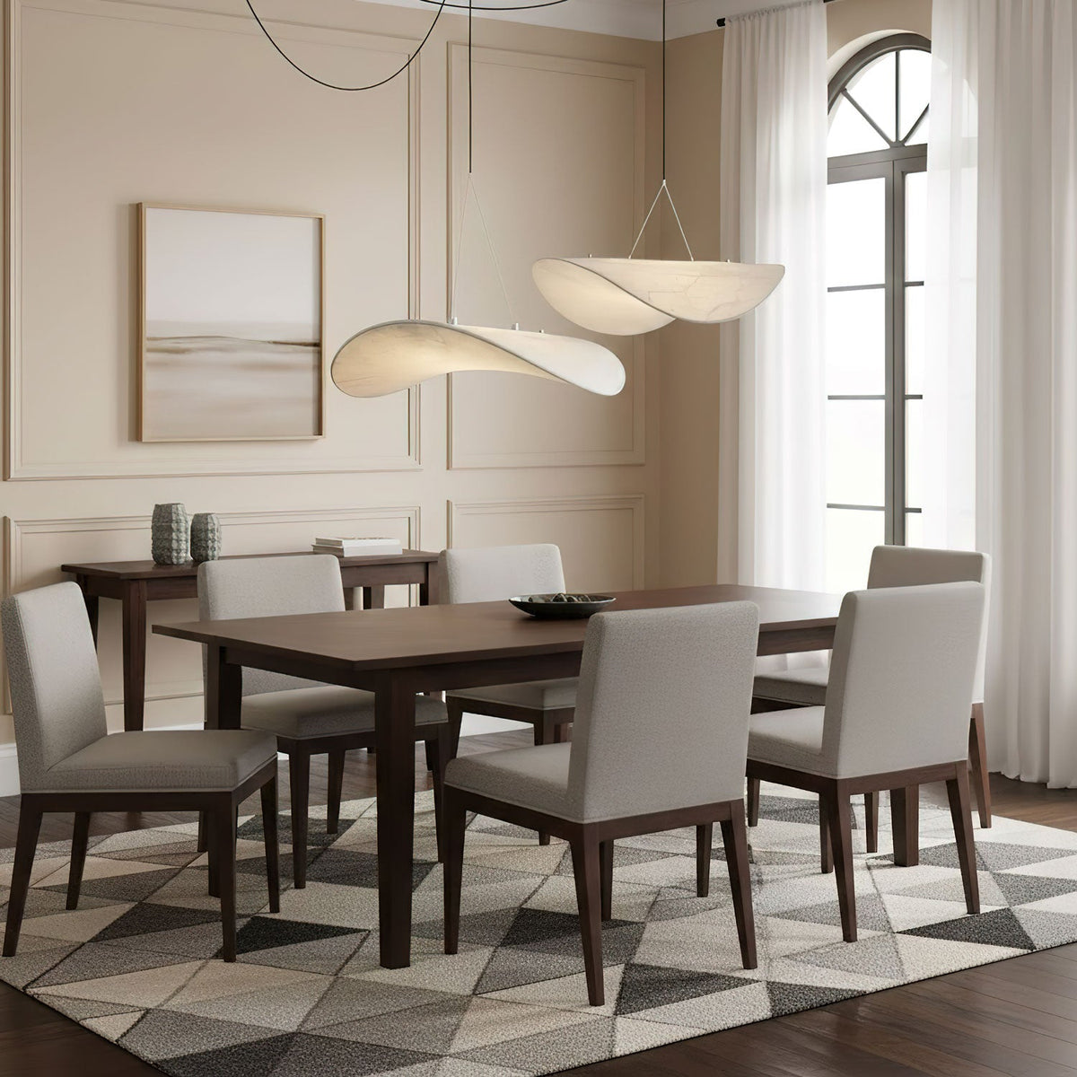 Pendant Light Lamp, Kaito Mulberry Silk Shade, Dimmable, Single and Multi-Light, Dining Room
