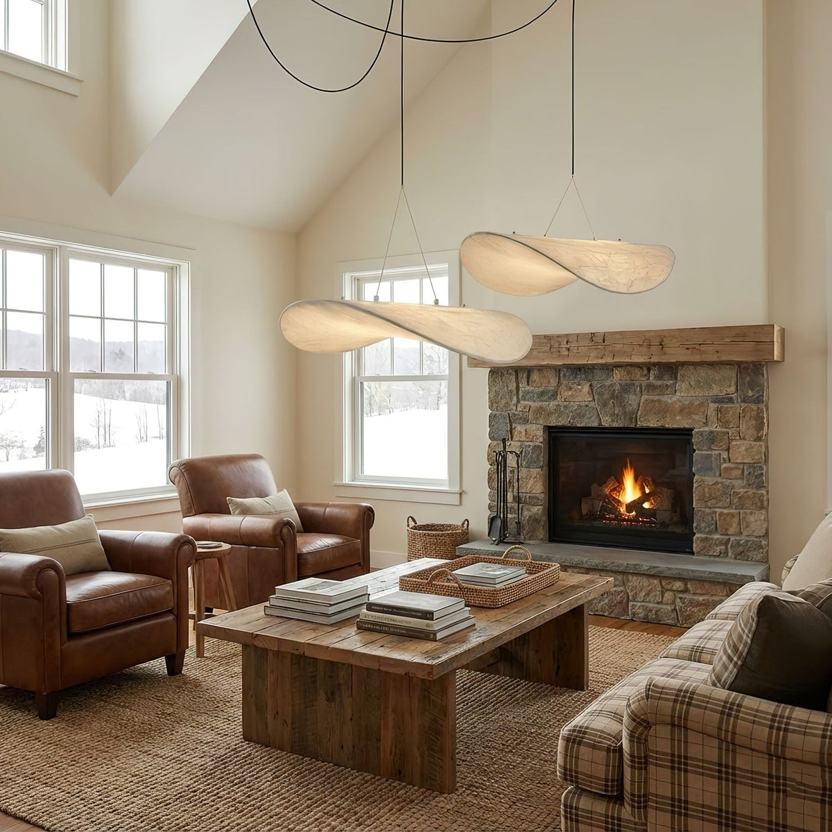 Pendant Light Lamp, Kaito Mulberry Silk Shade, Dimmable, Single and Multi-Light, Dining Room