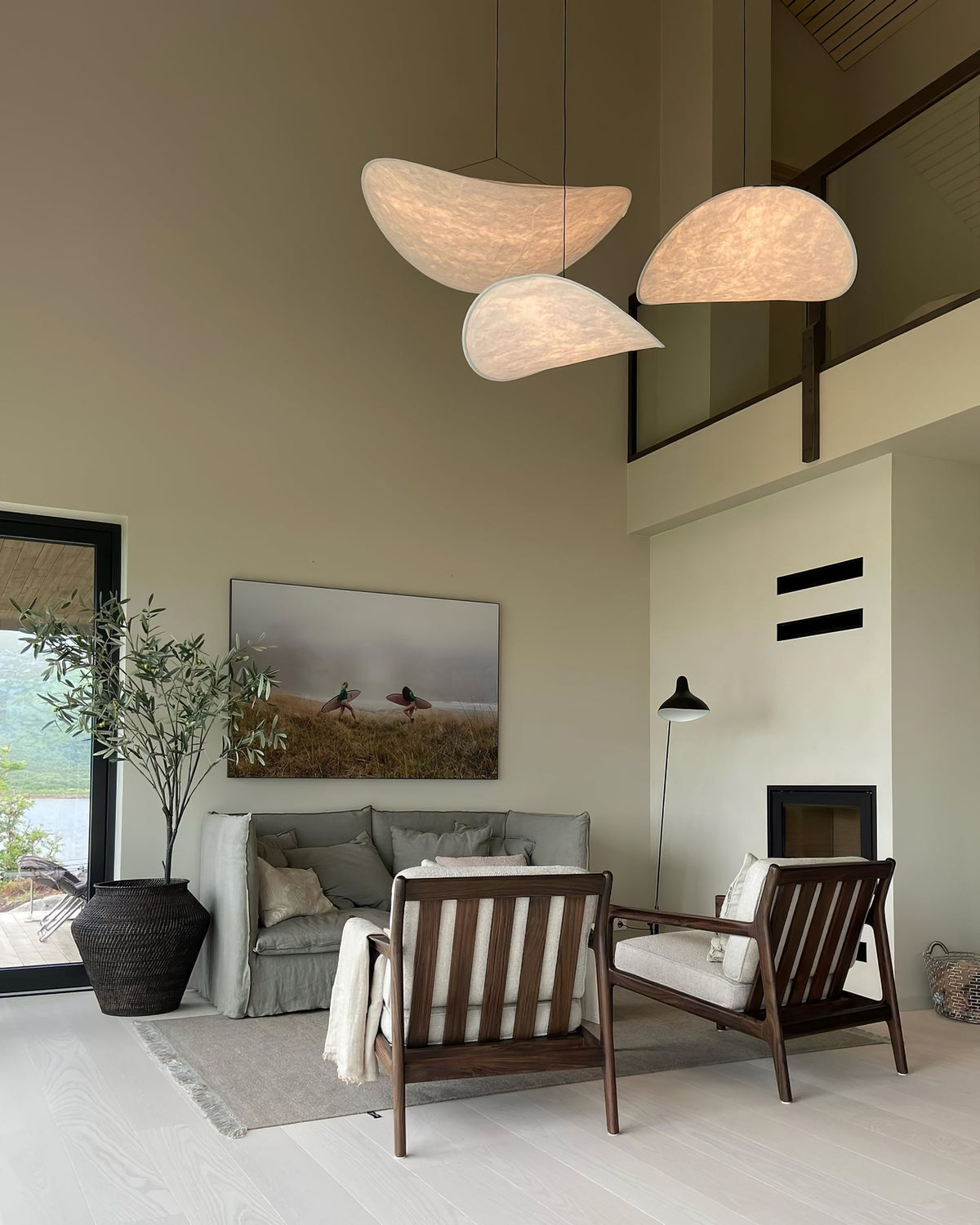 Pendant Light Lamp, Kaito Mulberry Silk Shade, Dimmable, Single and Multi-Light, Dining Room