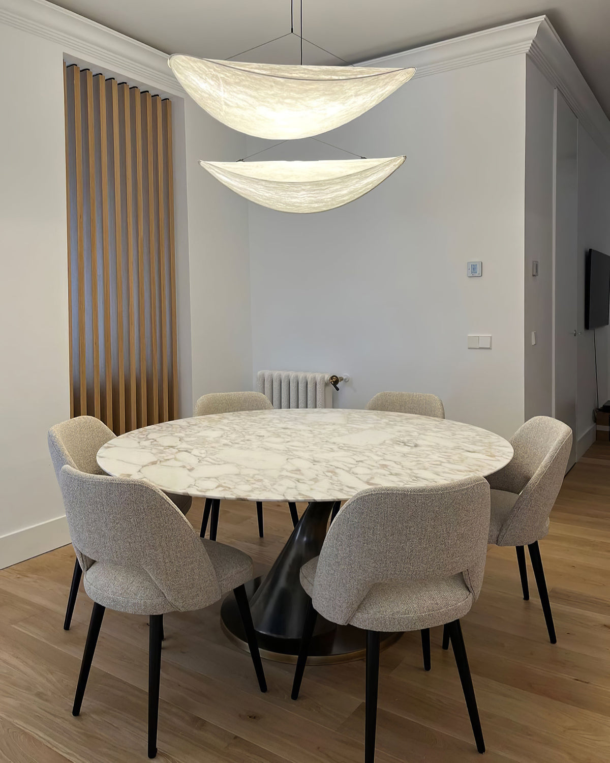 Pendant Light Lamp, Kaito Mulberry Silk Shade, Dimmable, Single and Multi-Light, Dining Room